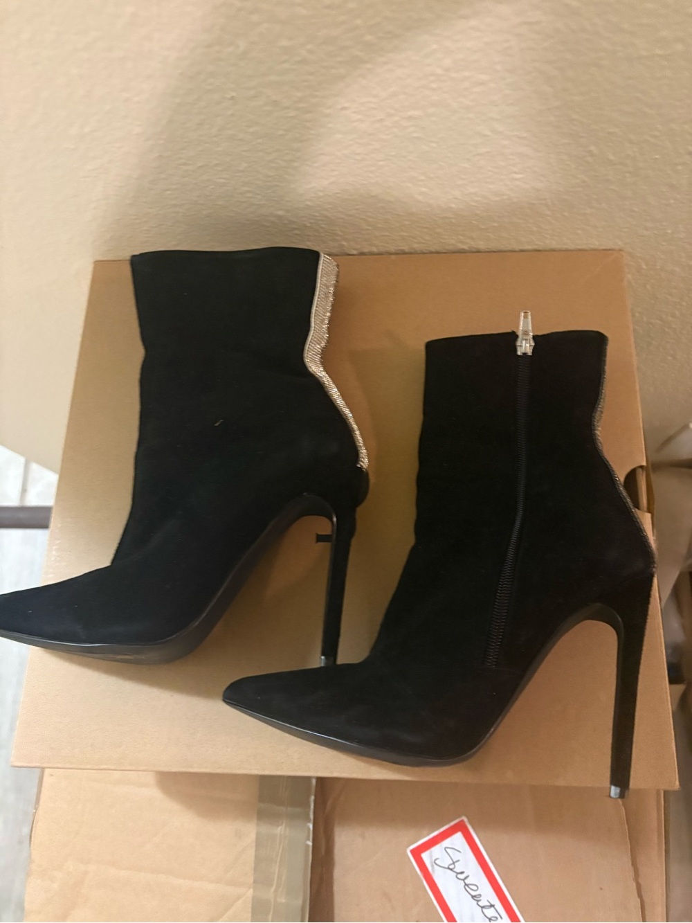Steve Madden Black Ankle Booties with Silver Crystal Accent - Picture 4 of 5